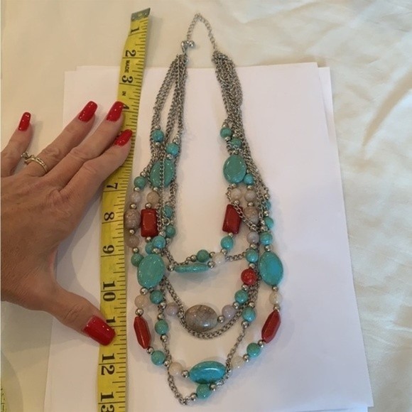 Multi Layer Southwestern Turquoise Statement Necklace # 204 - Picture 6 of 7